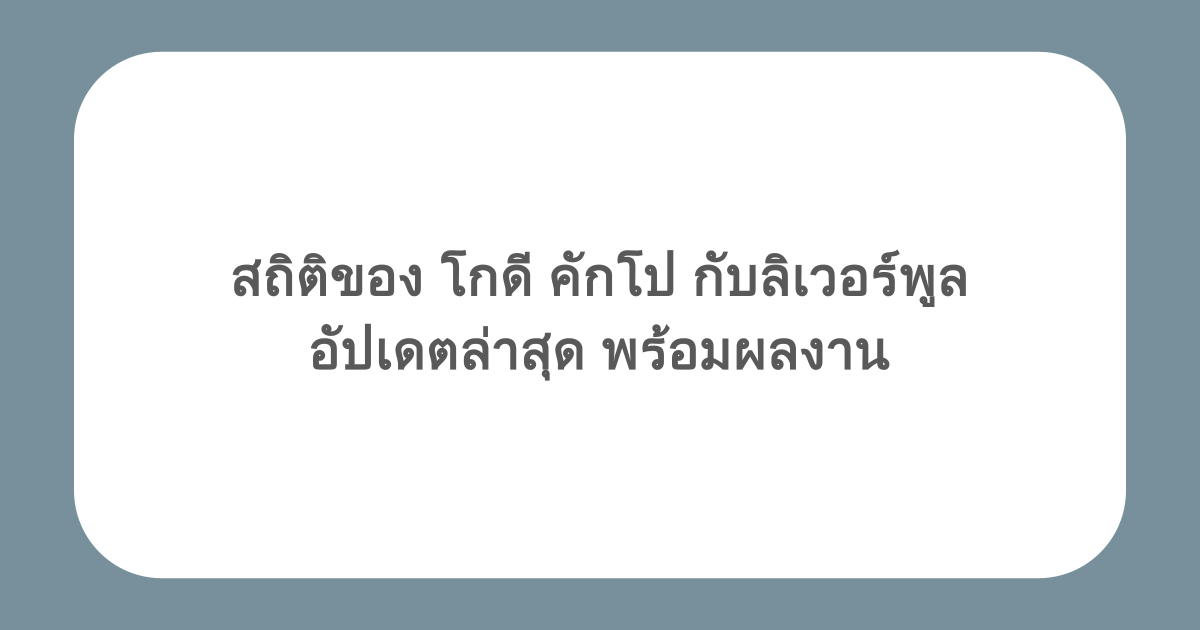 สถิติของ โกดี คักโป กับลิเวอร์พูล อัปเดตล่าสุด พร้อมผลงาน